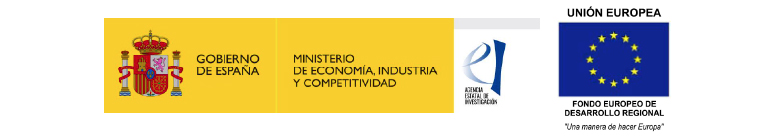 Logotipos del Ministerio de economía, industria y competitividad, Agencia estatal de investigación y Unión Europea